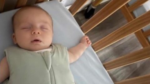 baby sleeping on back in empty crib as recommended by SSHC PT Jenn Jones